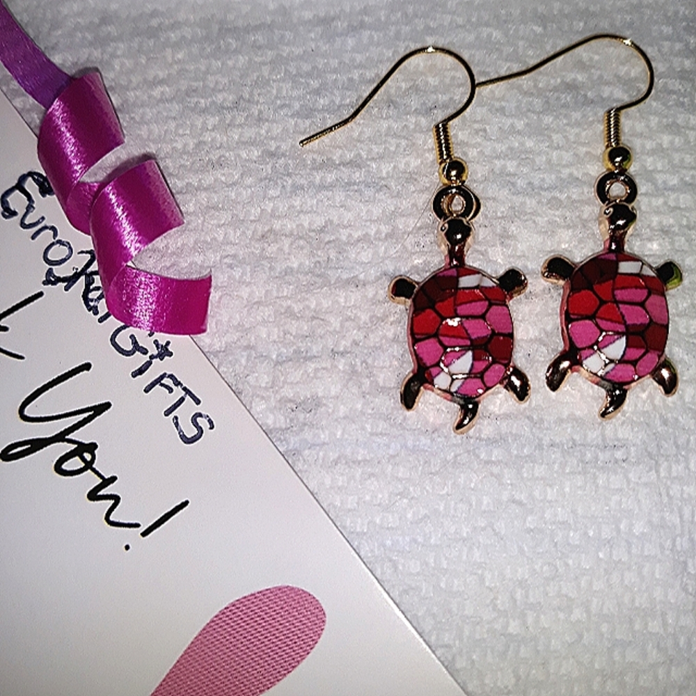 CASUAL Sea Turtle Dangle Earrings Pierced Nautical Beach Vacation Colorful NWT